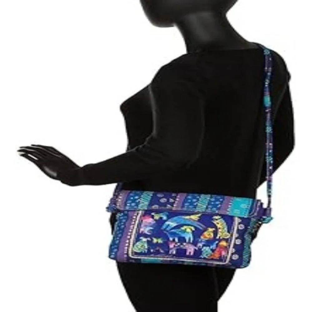 Laurel Burch Small Crossbody Purse‎ – Mythical Dogs Print, Multi-Color Bag